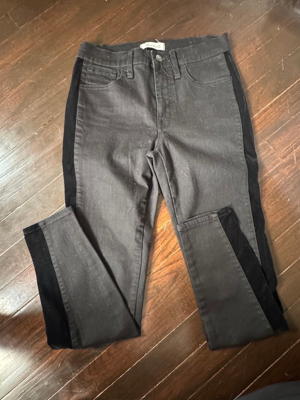 Madewell 9" High Rise Skinny Jeans Velvet Tuxedo Stripe
